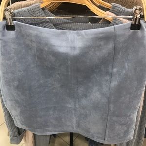 Blue Faux Suede Skirt